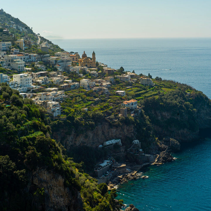 View of the Amalfi Coast with Italian villas dotting the coast