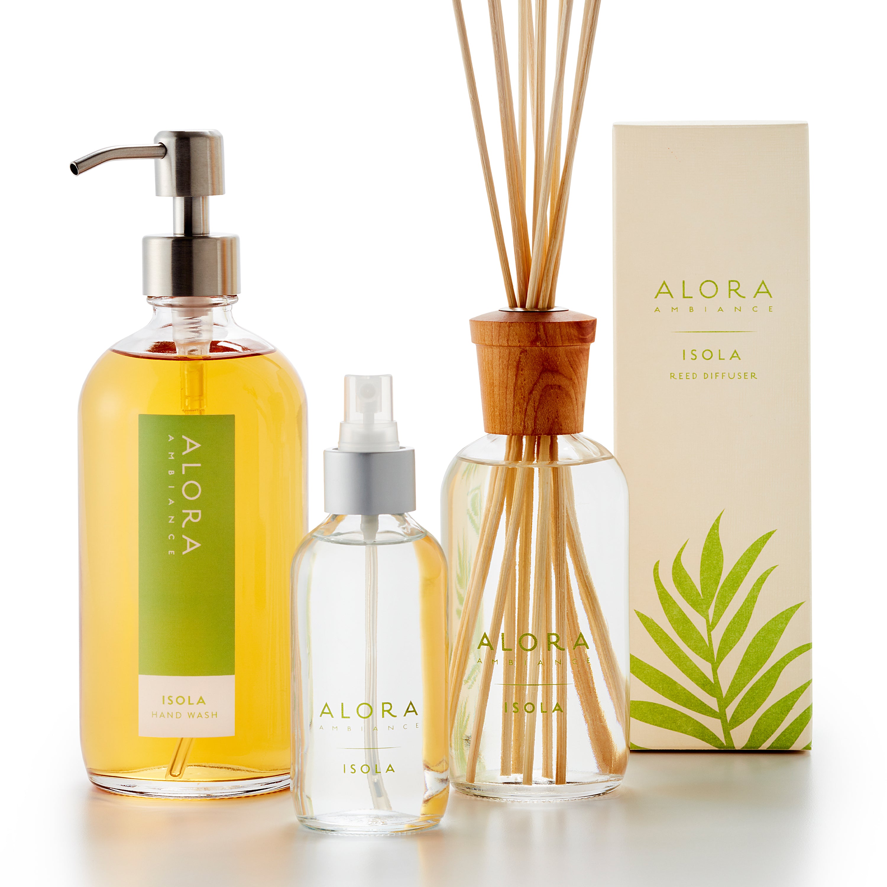 Isola Set | Gardenia-Scented Diffuser, Spray & Hand Wash Set